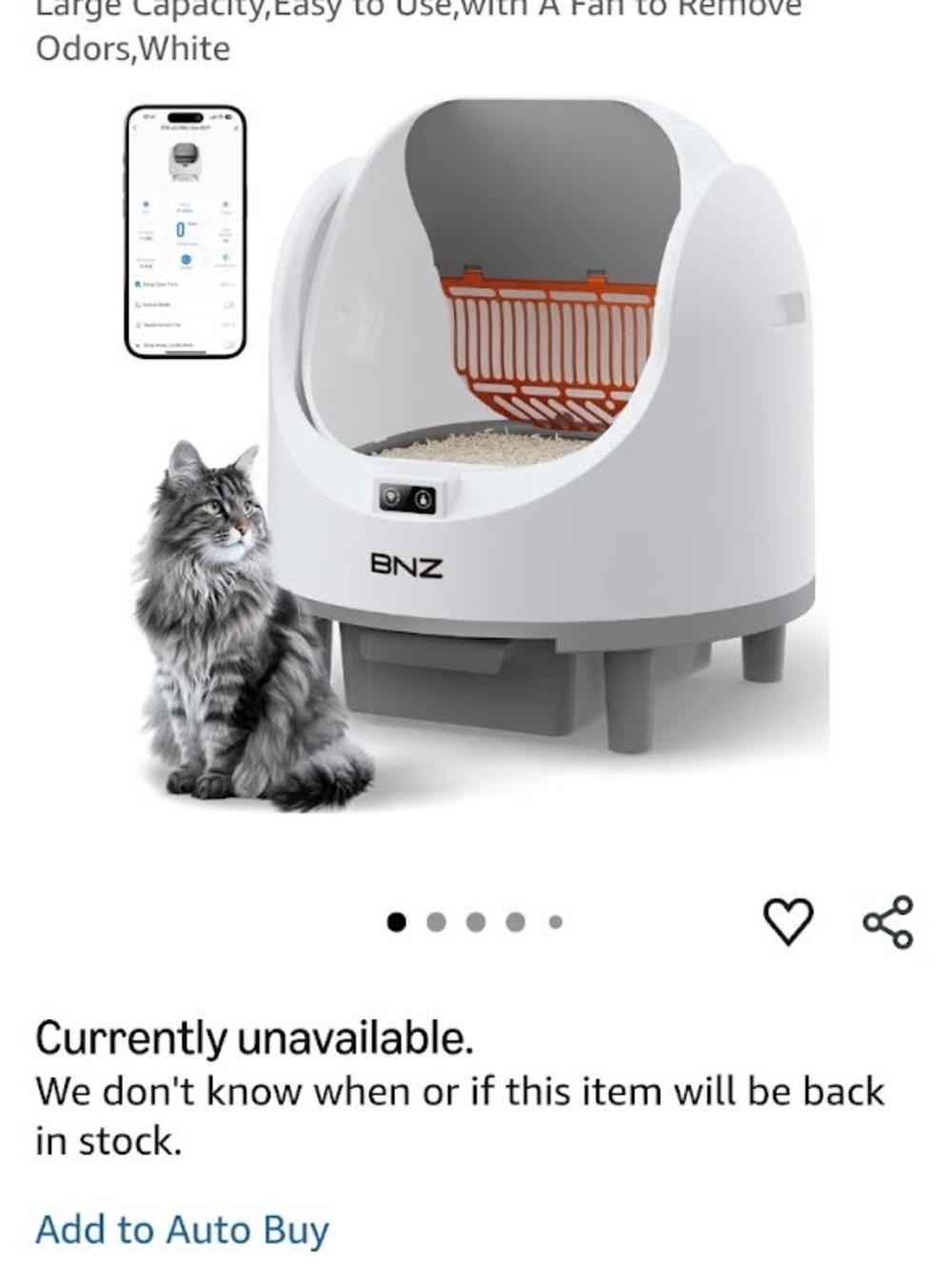 Automatic Cat Litter Box - White with Orange Interior